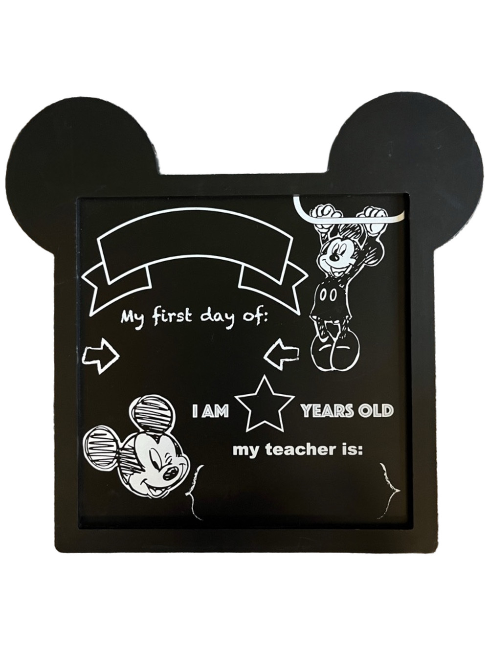 Disney Store Mickey Mouse First Day of School Chalkboard Picture Sign